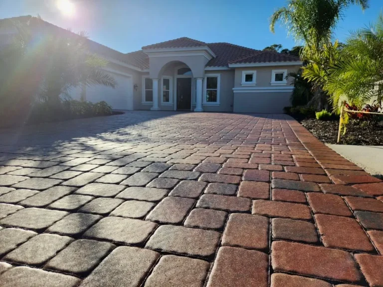 Clean and sealed brick paver driveway in Stuart, Florida