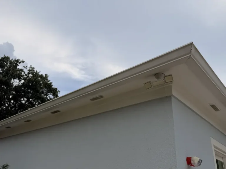 Clean white soffit and fascia on a home